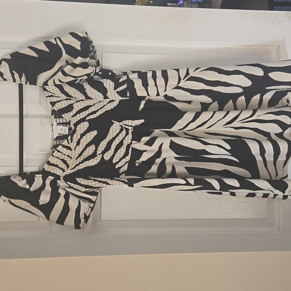 H&M Black and White Patterned Mini Dress